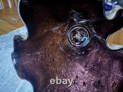 Vase en verre artistique Jozefina Krosno XL soufflé à la main en marbré craquelé 13 Hankerchief VGC