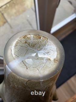 Vase en verre artistique Jozefina Krosno XL soufflé à la main en marbré craquelé 13 Hankerchief VGC