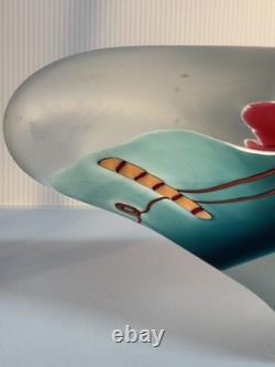 Vase en verre artistique LARGE James R. Wilbat 1995, presse-papier coloré abstrait, 14 pouces