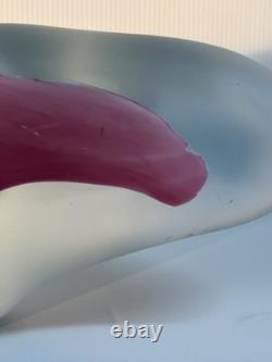 Vase en verre artistique LARGE James R. Wilbat 1995, presse-papier coloré abstrait, 14 pouces