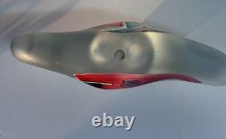 Vase en verre artistique LARGE James R. Wilbat 1995, presse-papier coloré abstrait, 14 pouces