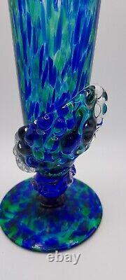 Vase en verre artistique Renate mer BLEU & VERT en verre 3D 9 pouces de haut