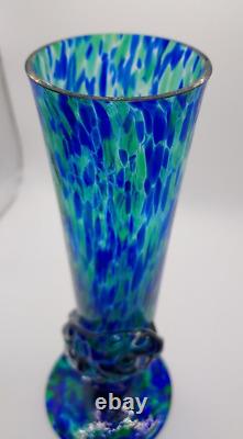 Vase en verre artistique Renate mer BLEU & VERT en verre 3D 9 pouces de haut