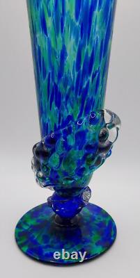 Vase en verre artistique Renate mer BLEU & VERT en verre 3D 9 pouces de haut