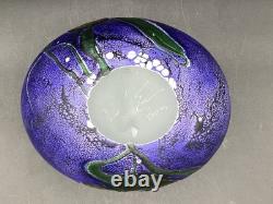 Vase en verre artistique Robert Eickholt Fleurs Anémone Iridescent 6,5 signé violet