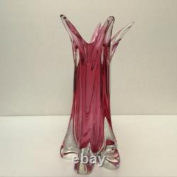 Vase en verre artistique Ruby Pink de Josef Hospodka pour Chribska, beau et grand
