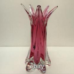 Vase en verre artistique Ruby Pink de Josef Hospodka pour Chribska, beau et grand