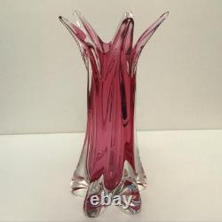Vase en verre artistique Ruby Pink de Josef Hospodka pour Chribska, beau et grand