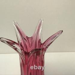 Vase en verre artistique Ruby Pink de Josef Hospodka pour Chribska, beau et grand