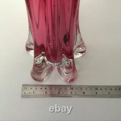 Vase en verre artistique Ruby Pink de Josef Hospodka pour Chribska, beau et grand