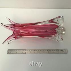 Vase en verre artistique Ruby Pink de Josef Hospodka pour Chribska, beau et grand
