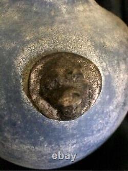 Vase en verre artistique Seguso Murano bleu pâle 'Scavo' avec prunts appliqués 10 x 7 C-1960's