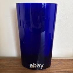 Vase en verre artistique VTG JM en cobalt bleu fait à la main Portugal 10 RARE Jorgen Mortensen