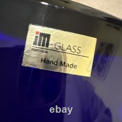 Vase en verre artistique VTG JM en cobalt bleu fait à la main Portugal 10 RARE Jorgen Mortensen