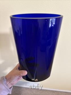Vase en verre artistique VTG JM en cobalt bleu fait à la main Portugal 10 RARE Jorgen Mortensen