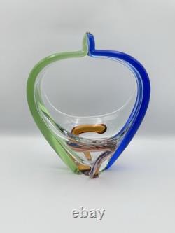 Vase en verre artistique Vintage Frantisek Zemek Mstisov Rhapsody Basket.
