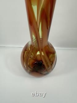 Vase en verre artistique Waterford Evolution 24 rouge ambre tourbillonnant, grand décor moderne en cristal