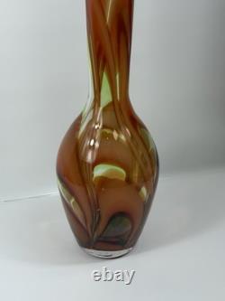 Vase en verre artistique Waterford Evolution 24 rouge ambre tourbillonnant, grand décor moderne en cristal