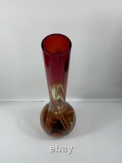 Vase en verre artistique Waterford Evolution 24 rouge ambre tourbillonnant, grand décor moderne en cristal