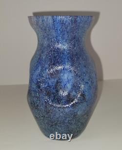 Vase en verre artistique à collages de colle bohémien antique tchèque 1525