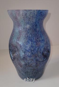 Vase en verre artistique à collages de colle bohémien antique tchèque 1525