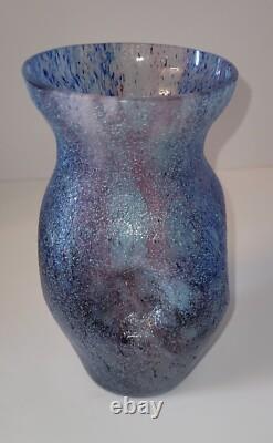 Vase en verre artistique à collages de colle bohémien antique tchèque 1525