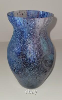 Vase en verre artistique à collages de colle bohémien antique tchèque 1525