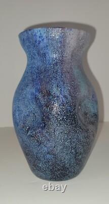 Vase en verre artistique à collages de colle bohémien antique tchèque 1525