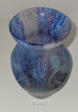 Vase en verre artistique à collages de colle bohémien antique tchèque 1525