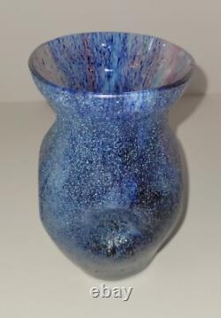 Vase en verre artistique à collages de colle bohémien antique tchèque 1525