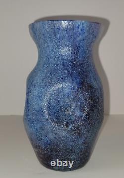 Vase en verre artistique à collages de colle bohémien antique tchèque 1525