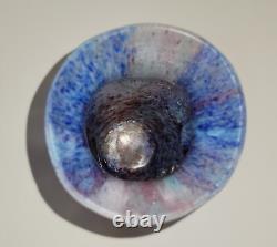 Vase en verre artistique à collages de colle bohémien antique tchèque 1525