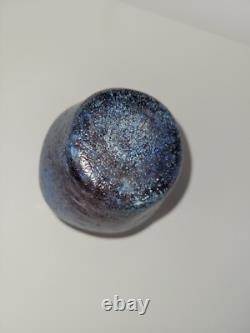 Vase en verre artistique à collages de colle bohémien antique tchèque 1525