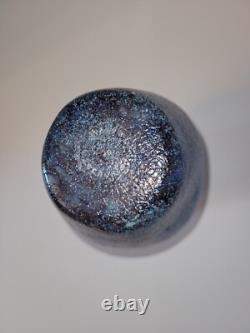 Vase en verre artistique à collages de colle bohémien antique tchèque 1525