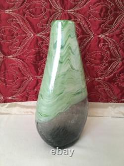 Vase en verre artistique à effet marbre vert avec verre craquelé, 11,75 pouces