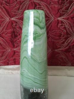 Vase en verre artistique à effet marbre vert avec verre craquelé, 11,75 pouces