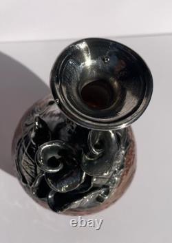 Vase en verre artistique à overlay en argent sterling du milieu du XXe siècle, années 60