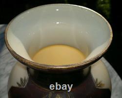 Vase en verre artistique antique C1880, peint à la main, chérubin, lettre d'amour, oiseau, 33,7 cm de hauteur