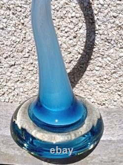 Vase en verre artistique bleu clair très haut avec tire-bouchon de 71 cm/28 pouces de hauteur