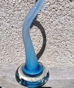 Vase en verre artistique bleu clair très haut avec tire-bouchon de 71 cm/28 pouces de hauteur