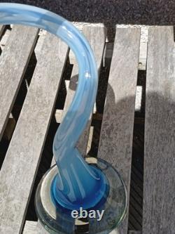 Vase en verre artistique bleu clair très haut avec tire-bouchon de 71 cm/28 pouces de hauteur