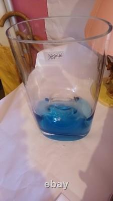 Vase en verre artistique bleu et transparent de style Murano Sommerso des années 50, 28 cm de hauteur