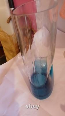 Vase en verre artistique bleu et transparent de style Murano Sommerso des années 50, 28 cm de hauteur