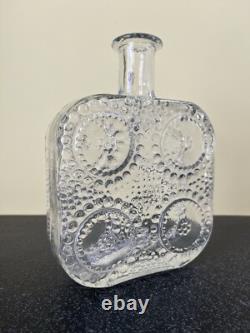 Vase en verre artistique clair Grapponia de Riihimäen Lasi des années 1960