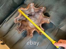 Vase en verre artistique de grande taille du milieu du siècle / pièce maîtresse, marron et blanc, magnifique