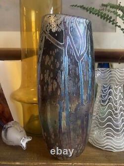 Vase en verre artistique de studio de Norman Stuart Clarke, signé et daté