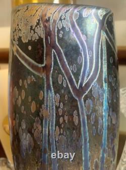 Vase en verre artistique de studio de Norman Stuart Clarke, signé et daté