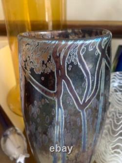 Vase en verre artistique de studio de Norman Stuart Clarke, signé et daté