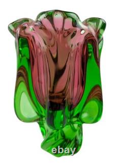 Vase en verre artistique de studio tchèque de milieu de siècle par Joseph Hospodka X Chribska