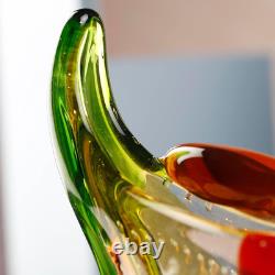 Vase en verre artistique de style Murano avec un visage, 12,6 pouces de hauteur, soufflé à la bouche, sculpture artistique